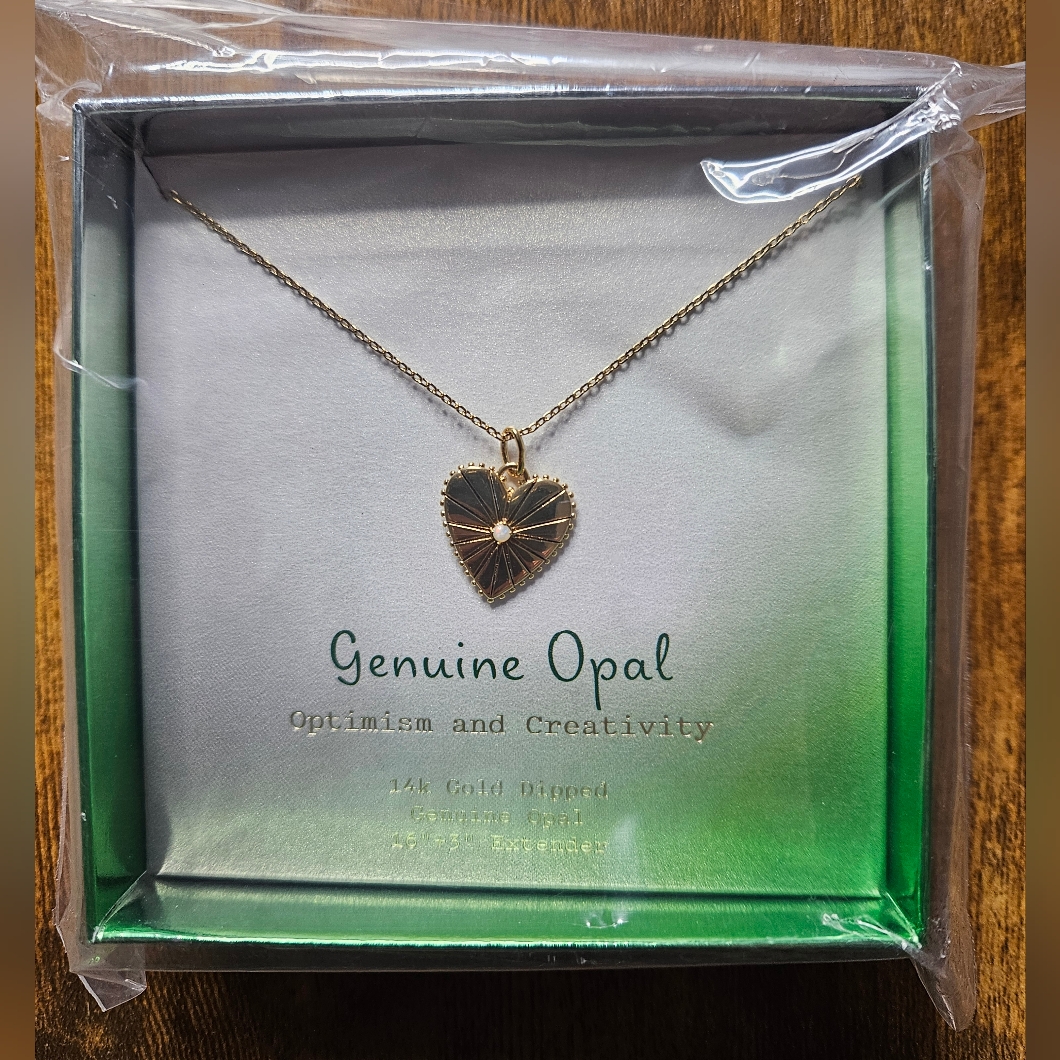 A New Day Genuine Opal Pendant Gold Dipped 16